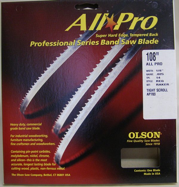 Olson 108" All Pro Band Saw Blade 1/8" x .025" 14 TPI Style Regular AP70308